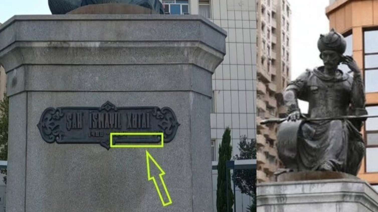 Şah İsmayıl heykəlinə rusca cümləni kim yazıb? - RƏSMİ