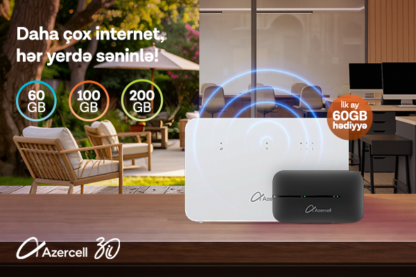 Azercell-dən “MiFi” və “Wi-Fi” cihazı əldə et, internetdən daha əlverişli şərtlərlə yararlan