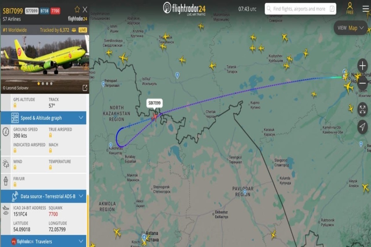 Qazaxıstan üzərində qəza siqnalı verən Rusiya təyyarəsi Omsk aeroportuna enib