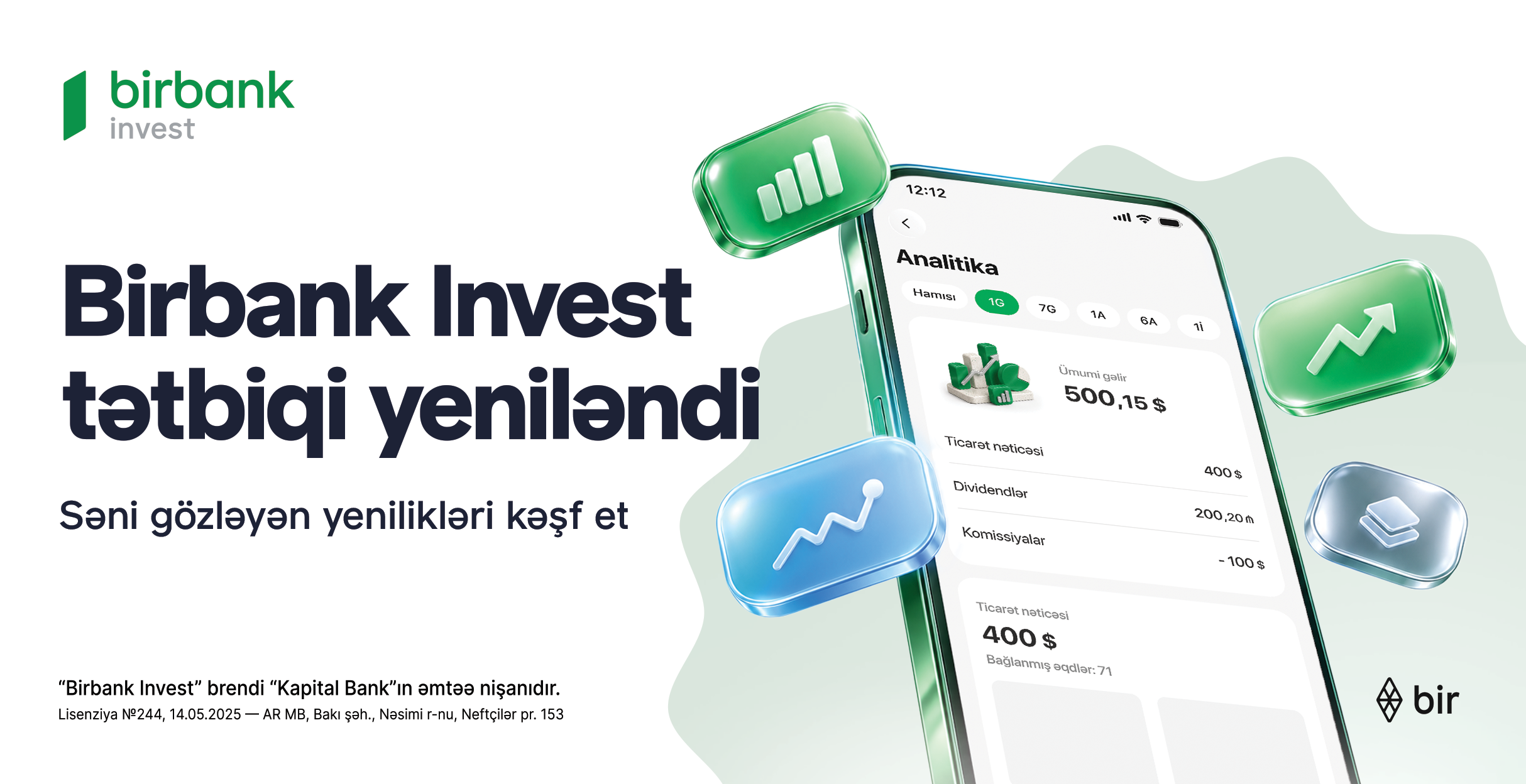 Birbank Invest yeniləndi: investisiya portfelini idarə etmək daha rahat oldu