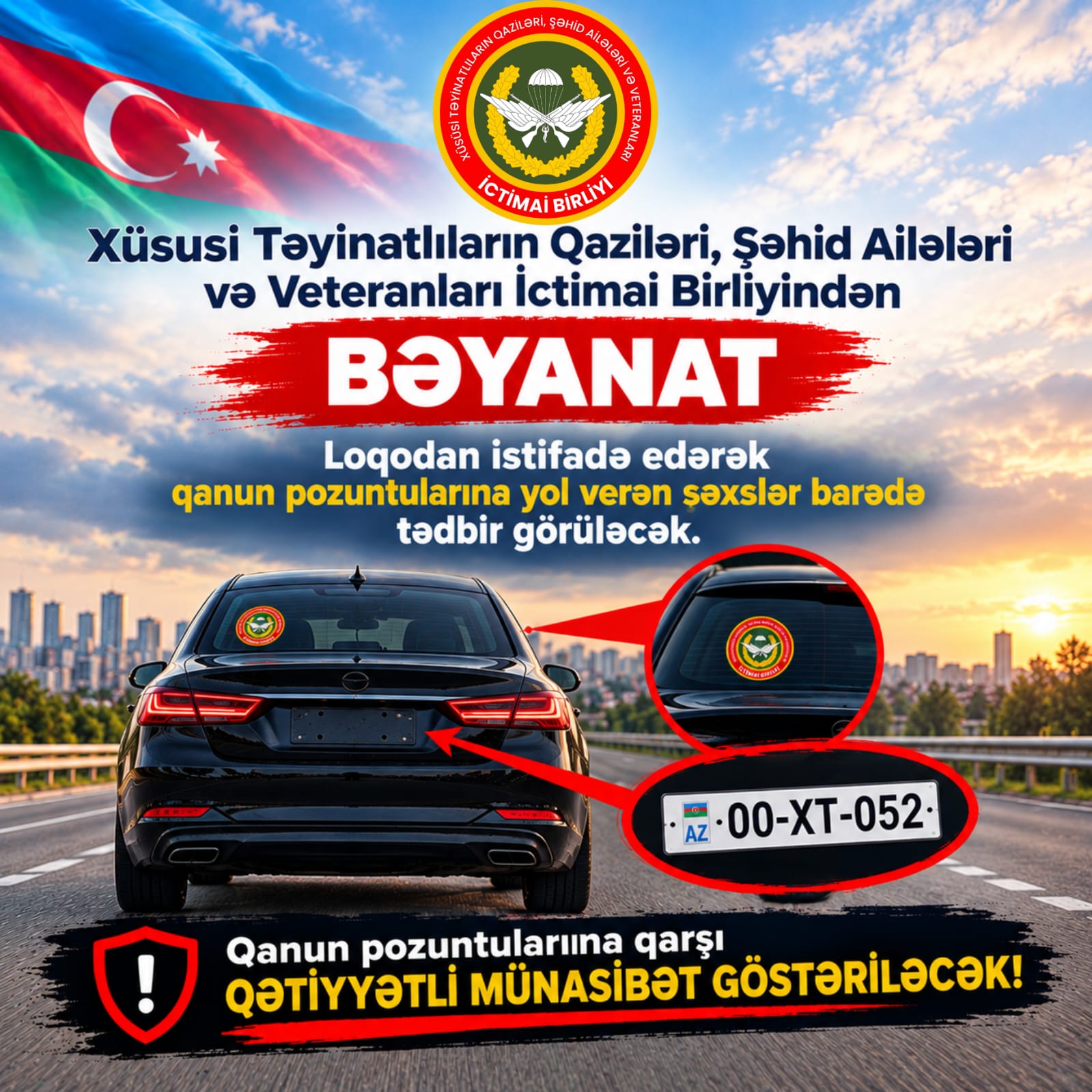Xüsusi Təyinatlıların Qaziləri, Şəhid Ailələri və Veteranları İctimai Birliyi bəyanat yaydı
