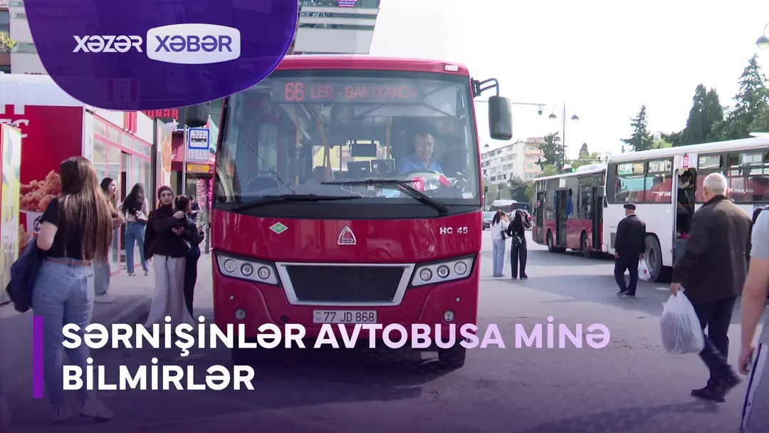 Sərnişinlər avtobusa düşə bilmirlər - VİDEO